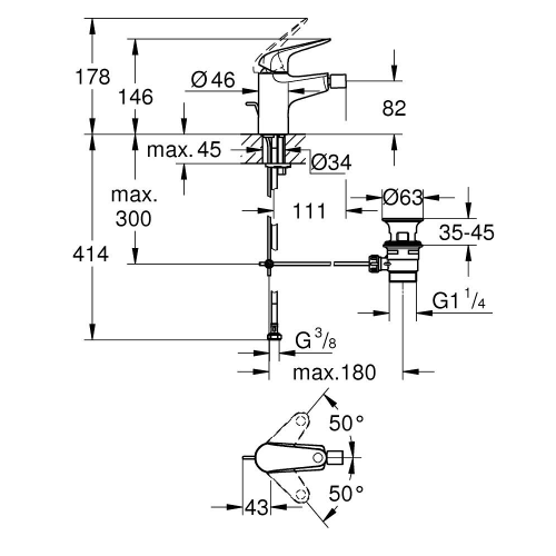 Смеситель для биде Grohe QuickFix Swift 24332001