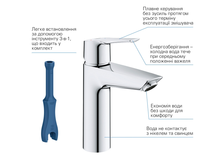 Комплект змішувачів для ванної кімнати Grohe QuickFix Start ColdStart UA202301ME