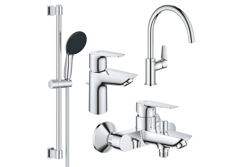 Комплект смесителей для ванной комнаты и кухни Grohe QuickFix Start Edge UA202501SK