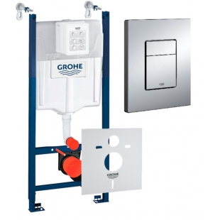 Инсталляционная система GROHE Rapid SL 3 в 1 + Клавиша смыва Grohe Skate Cosmopolitan 3884000G + 38732000