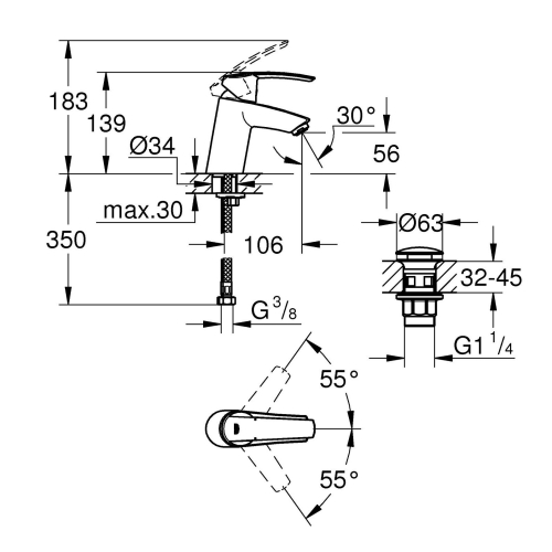 Смеситель для раковины Grohe Start 23550001 M-Size