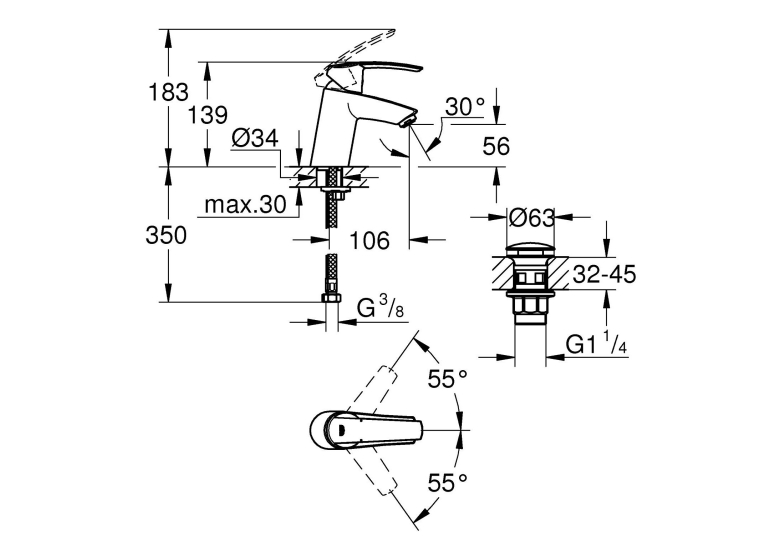 Змішувач для раковини Grohe Start 23550001 M-Size