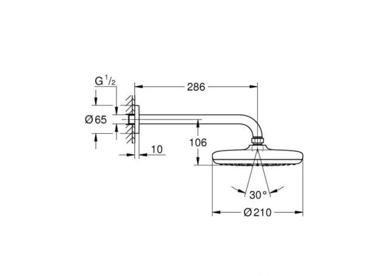 Верхній душ Grohe Tempesta 210, 1022182430