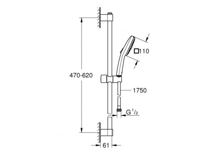 Душовий гарнітур, 2 режими струменя Grohe Tempesta Cube 110 (267482433), black