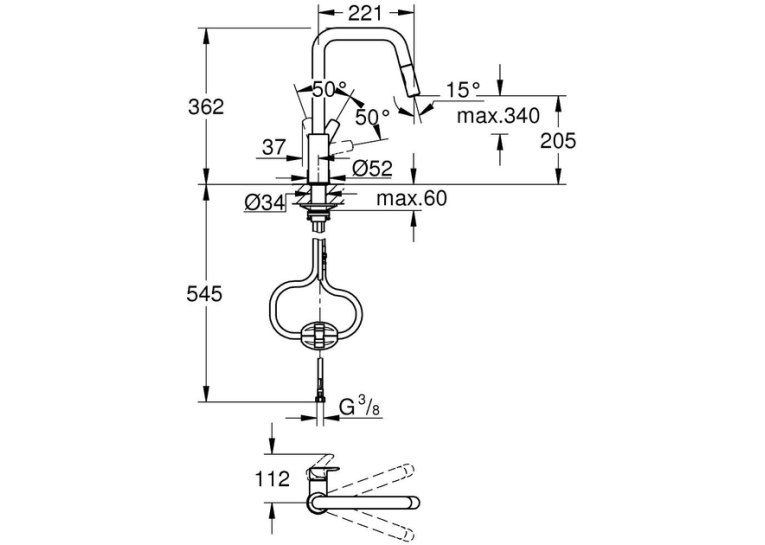 Змішувач для кухні Grohe Eurosmart 30619000 (Виставковий зразок)