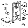 Комплект Solido 5-в-1: інсталяція Grohe Rapid SL 38528001 з клавішею Arena Cosmopolitan (38844000) + підвісний унітаз Euro Ceramic 39328000 з кришкою (39330000), 36501000