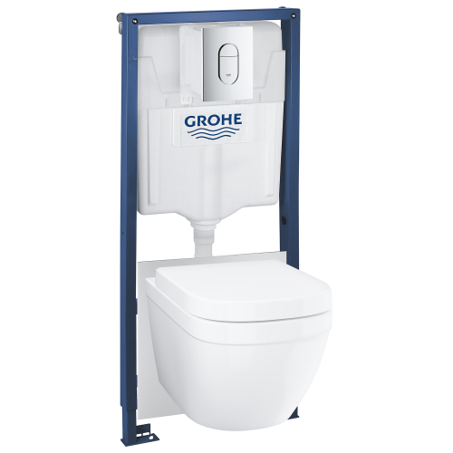 Комплект Solido 5-в-1: інсталяція Grohe Rapid SL 38528001 з клавішею Arena Cosmopolitan (38844000) + підвісний унітаз Euro Ceramic 39328000 з кришкою  39536000