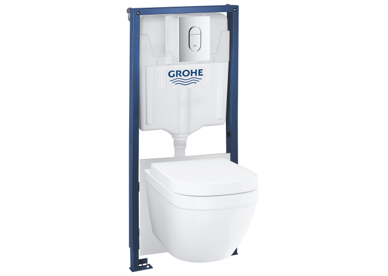 Комплект Solido 5-в-1: інсталяція Grohe Rapid SL 38528001 з клавішею Arena Cosmopolitan (38844000) + підвісний унітаз Euro Ceramic 39328000 з кришкою  39536000