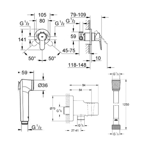 Комплект гігієнічного душу Grohe  GROHE TEMPESTA UA11104000