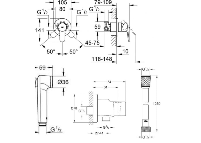 Комплект гігієнічного душу Grohe  GROHE TEMPESTA UA11104000