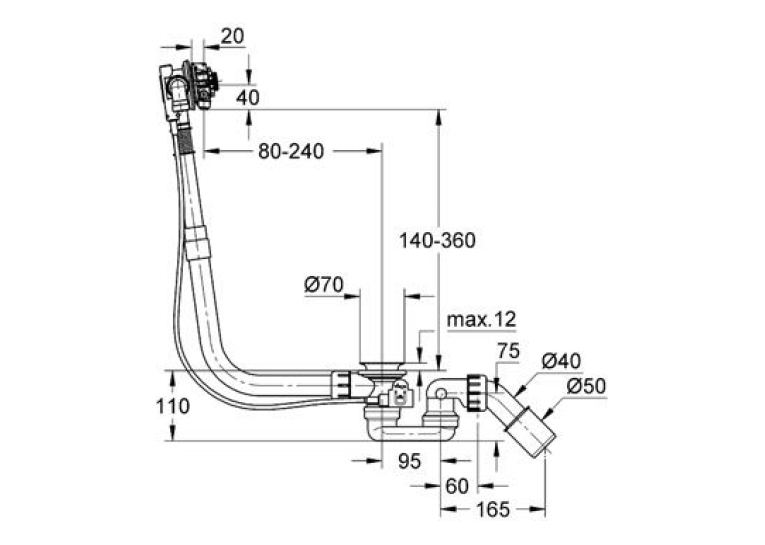 Наливний, зливний та переливний гарнітур Grohe TALENTOFILL, 28990000