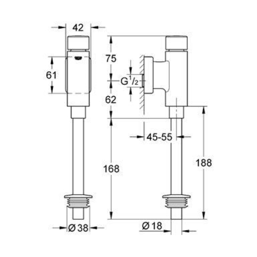 Смывное устройство для писсуара Grohe Rondo 37339000
