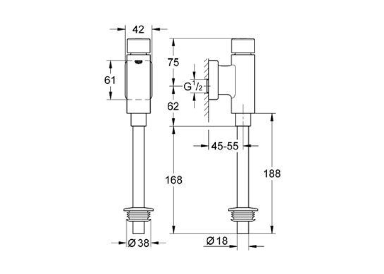Змивний пристрій для пісуару Grohe Rondo 37342000