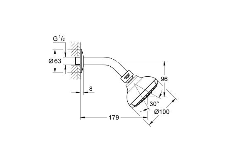 Верхній душ з душовим кронштейном 4 режими струменя Grohe New Tempesta 100, 27870001