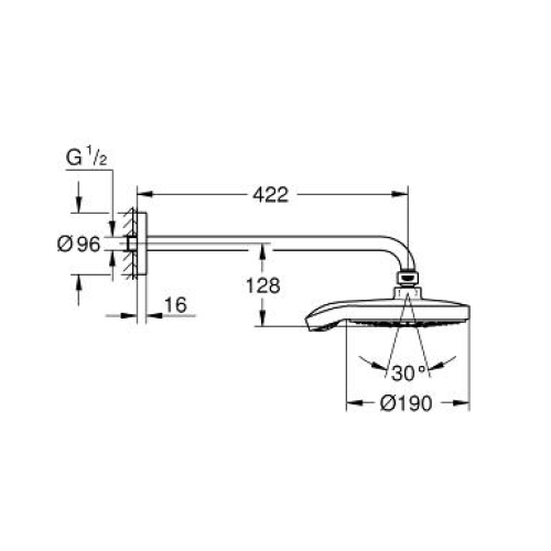 Верхний душ с душевым кронштейном Grohe Power&Soul Cosmopolitan 190, 26172000