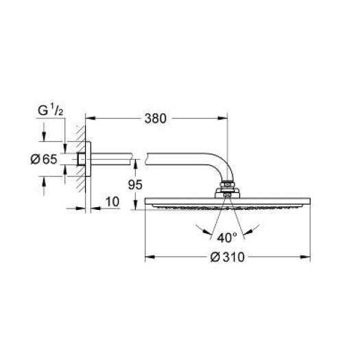 Верхний душ с душевым кронштейном Grohe Rainshower Allure 230, 26064000