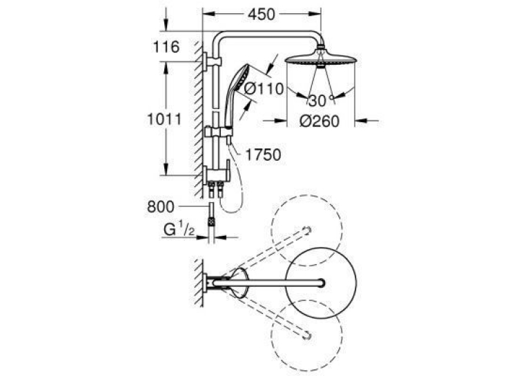 Душова система з перемикачем Grohe Euphoria System 260, 27421002