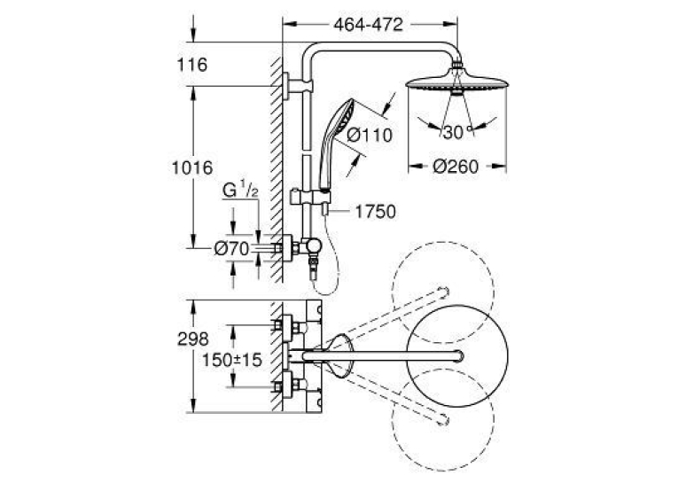Душевая система с термостатом Grohe Euphoria System 260, 27296002