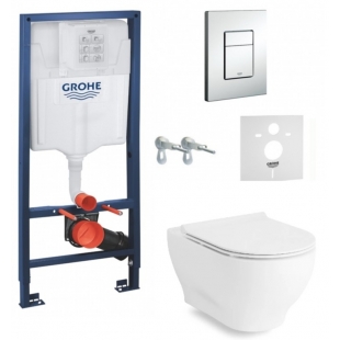 Комплект: Инсталляция GROHE Rapid SL 38772001 +VOLLE OLIVA Rimless сиденье твердое slim slow-closing, 13-45-165