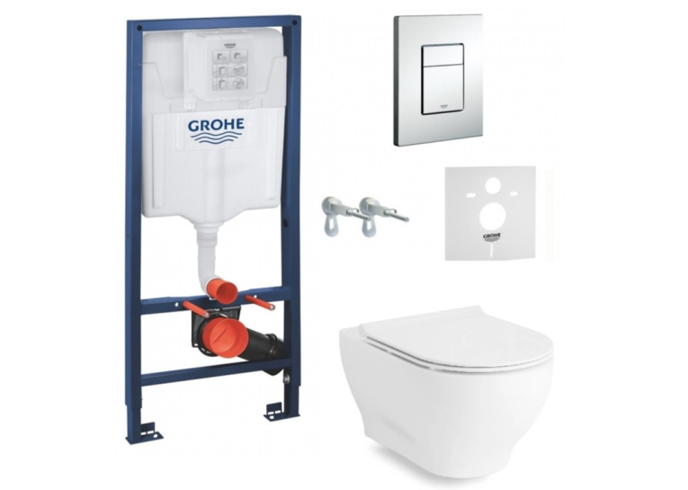 Комплект: Інсталяція GROHE Rapid SL 38772001 +VOLLE OLIVA Rimless тверде сидіння slim slow-closing, 13-45-165