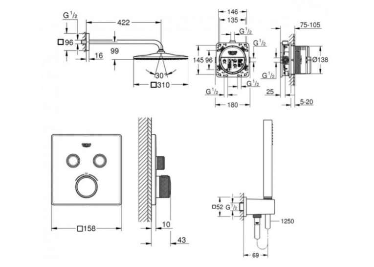 Душовий набір GROHE Grohtherm SmartControl 26405SC1