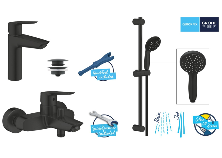 Набір змішувачів для ванни Grohe QuickFix Start 3 в 1 (UA303301MQ)