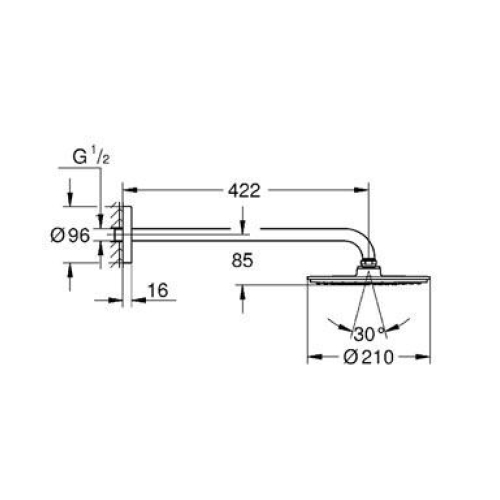 Верхний душ с душевым кронштейном 422 мм Grohe Euphoria Cosmopolitan 210, 26171000