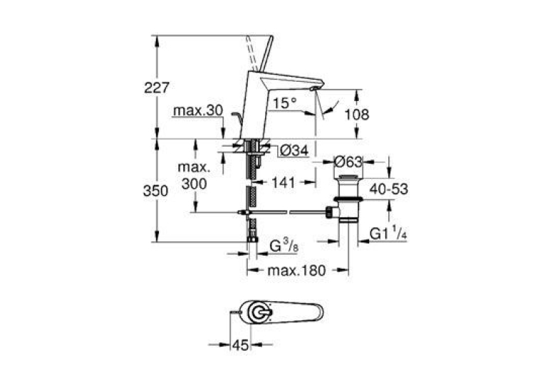 Смеситель для раковины Grohe Eurodisc Joy 23427000 M-Size