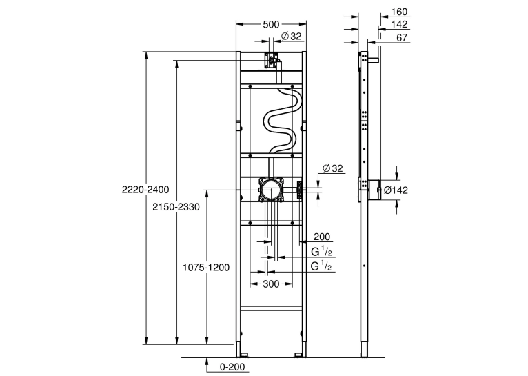 ❤ Інсталяція для установки душової системи GROHE Rapido Shower Frame, 1039939990
