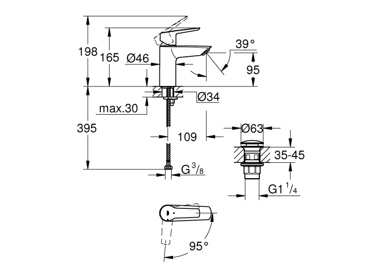 Змішувач для раковини S-розміру Grohe QuickFix Start 235512432