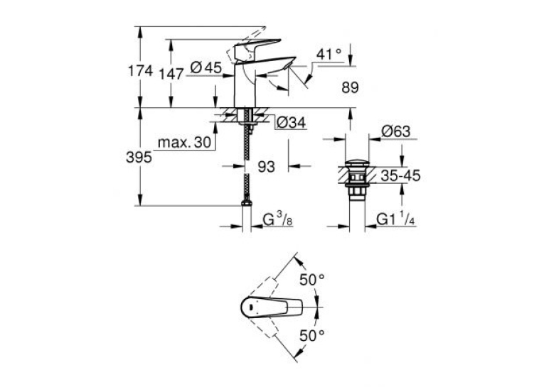 Змішувач для раковини S-розміру Grohe Start Edge 24199001