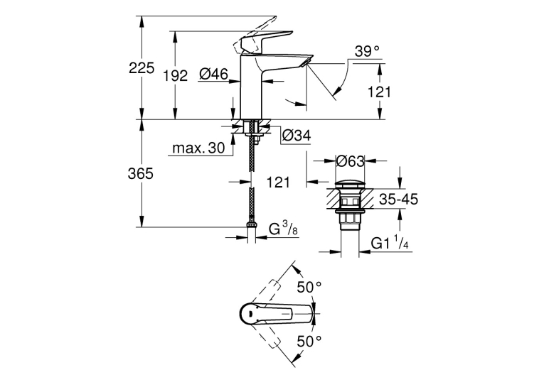 Смеситель для раковины Grohe QuickFix Start 24204002
