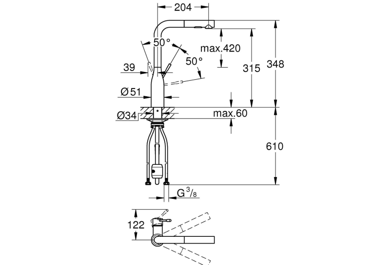 Змішувач для кухні GROHE Essence OHM, 30504KF0