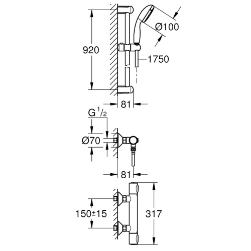 Термостат для душа с душевым гарнитуром Grohe Precision Flow 34842000