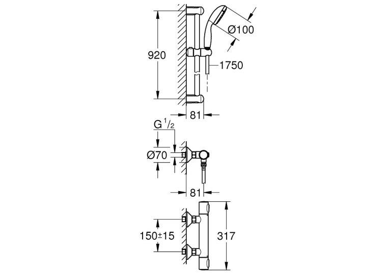 Термостат для душу з душовим гарнітуром Grohe Precision Flow 34842000
