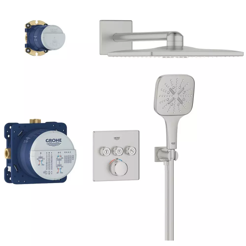 Душова система прихованого монтажу Grohe SmartActive 310 Cube, Grohtherm SmartControl 34864DC0 Сталь