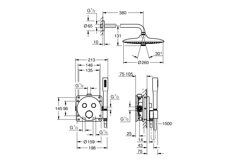 Душова система прихованого монтажу Grohe QuickFix Precision SmartControl Vitalio Joy 260 34878000