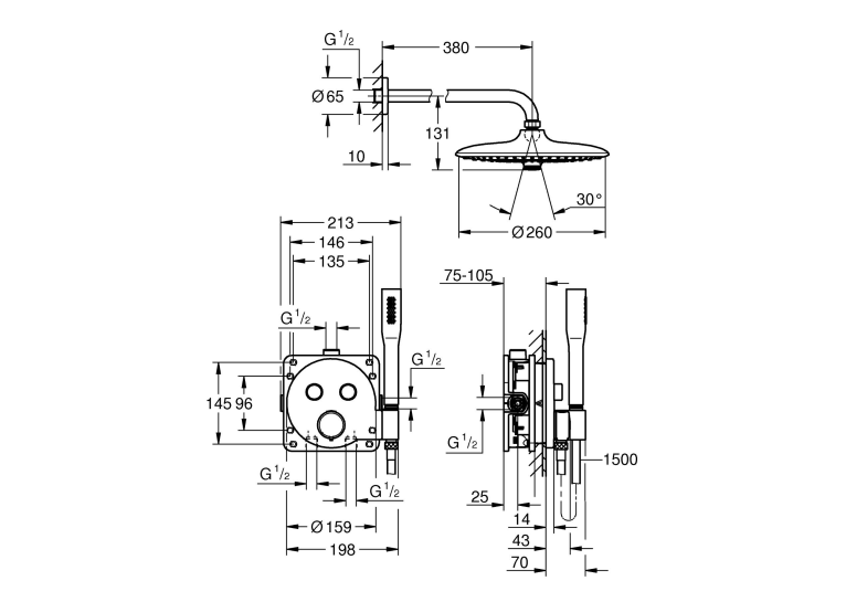 Душова система прихованого монтажу Grohe QuickFix Precision SmartControl Vitalio Joy 260 34878000