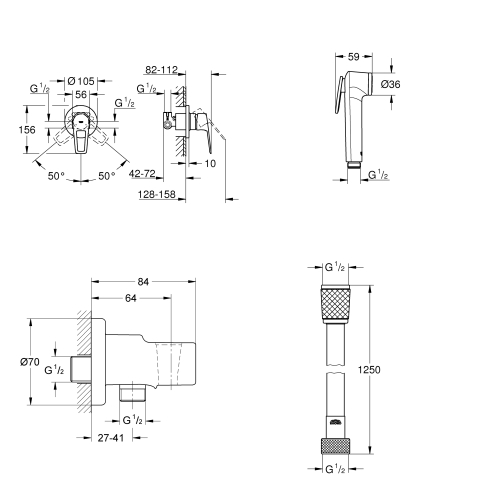 Комплект гигиенического душа Grohe Bauloop (UA111042001)