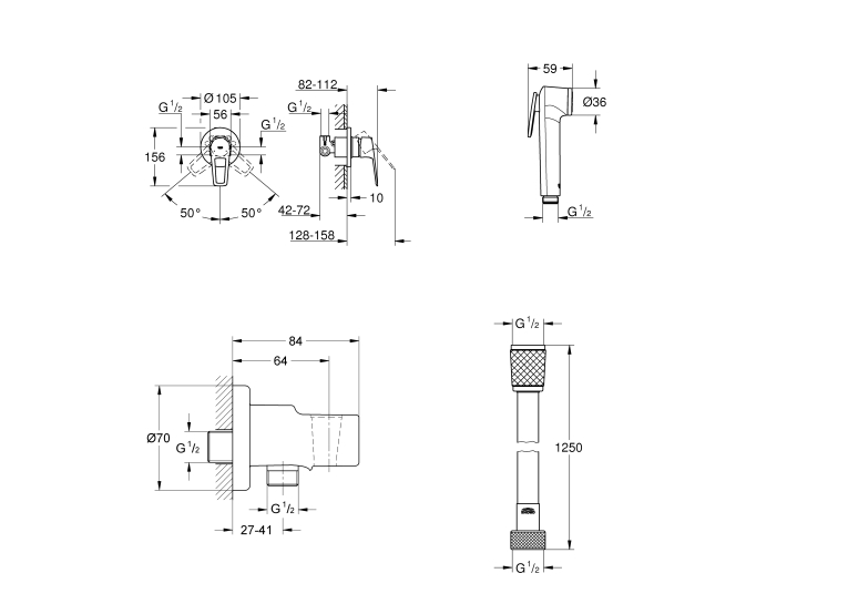 Комплект гігієнічного душу Grohe  NEW Bauloop (UA11104202)