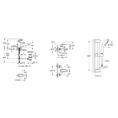 Набор смесителей для ванной Grohe Start Flow UA127130S0