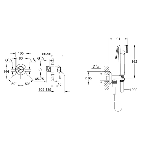 Комплект гигиенического душа Grohe EX Bau Classic хром UA2904800S 