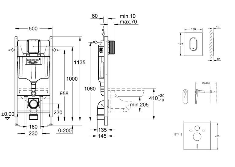 Инсталляция Grohe Rapid SL с кнопкой смыва белый UA3884400A