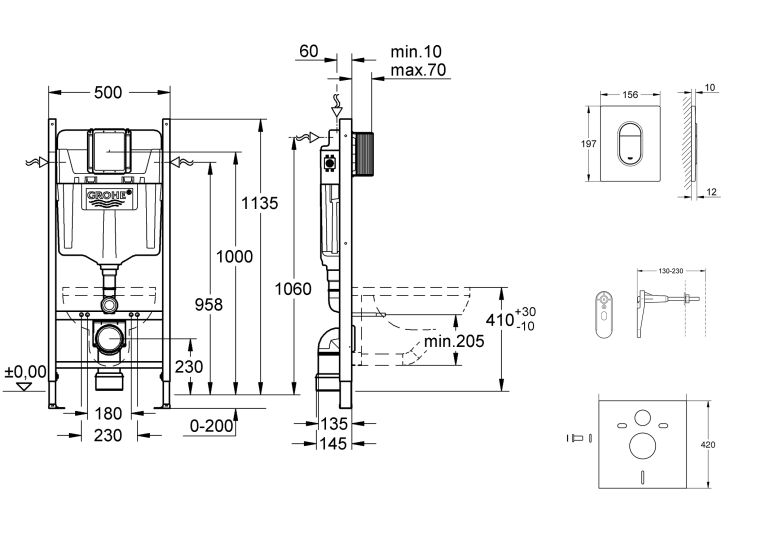Инсталляция Grohe Rapid SL с кнопкой смыва белый UA3884400A