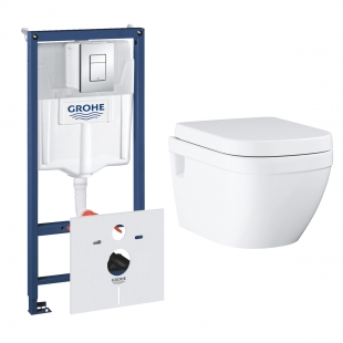 Комплект: Инсталляционная система Grohe Rapid SL 38772001 + Подвесной унитаз Grohe Euro Ceramic с сиденьем Soft Closing