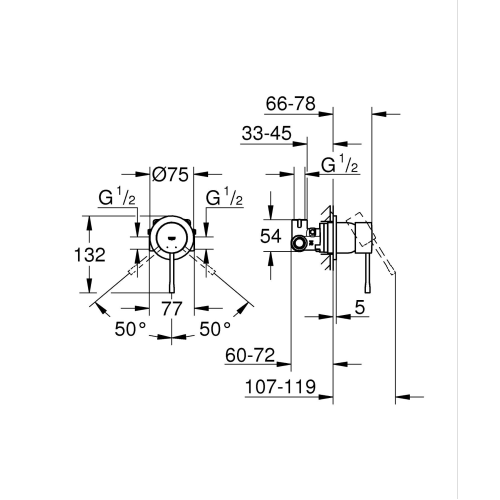 Змішувач прихованого монтажу для душу Grohe Essence 29197AL0 Графіт матовий