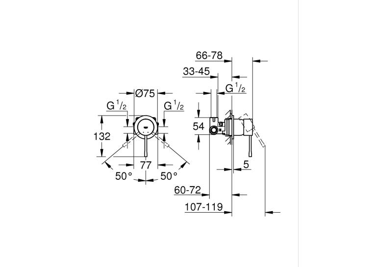 Смеситель скрытого монтажа для душа Grohe Essence 29197AL0 Графит матовый