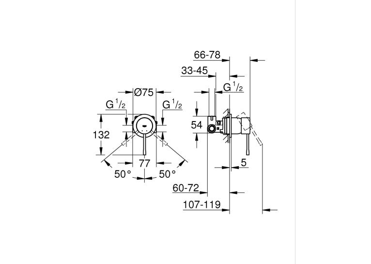 Змішувач прихованого монтажу для душу Grohe Essence 29197AL0 Графіт матовий