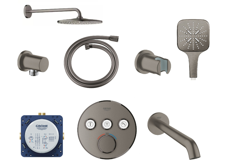 Душевая система скрытого монтажа с изливом Grohe Grohtherm SmartControl KIT34863AL0UA Графит матовый