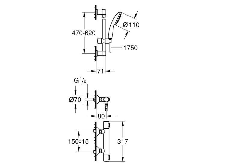 Термостат для душу з душовим гарнітуром Grohe Precision Flow 34800001